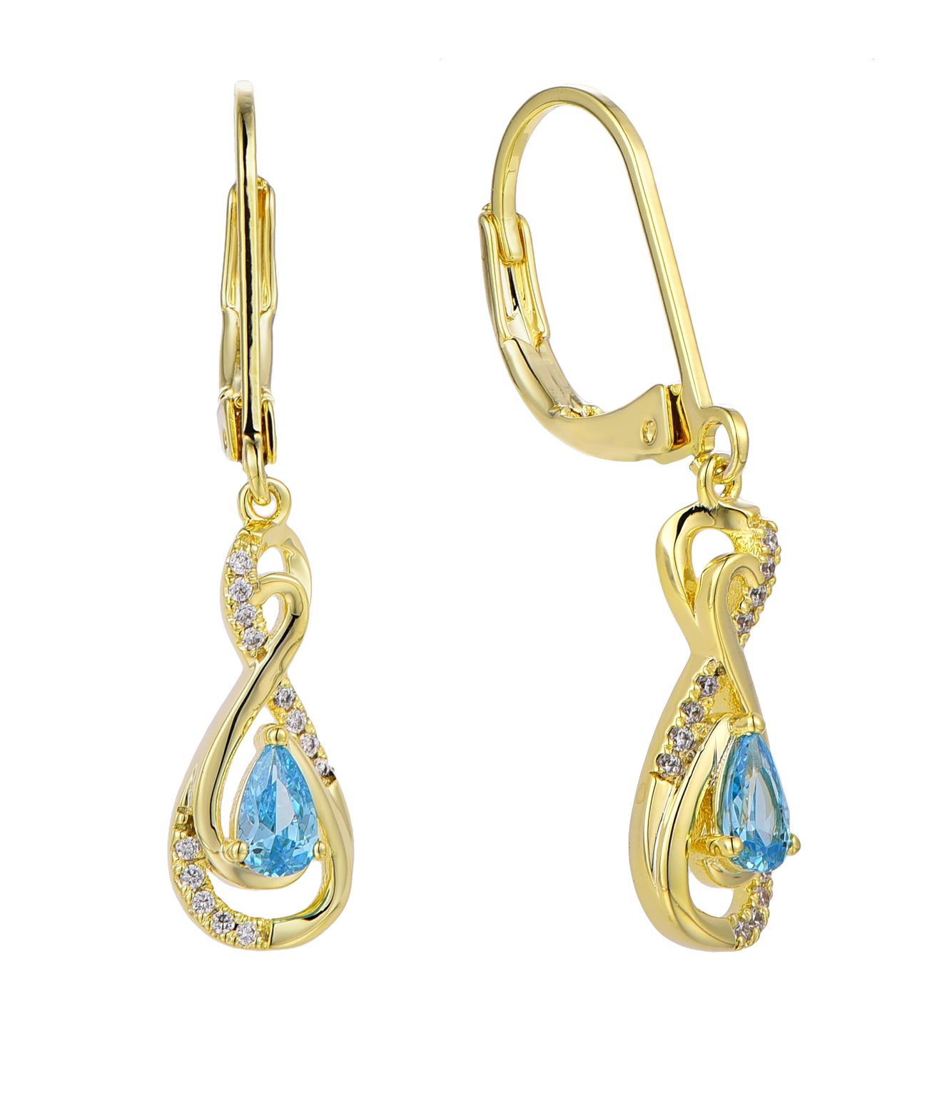Gold Blue Drop & White Zircon Earrings wholesale