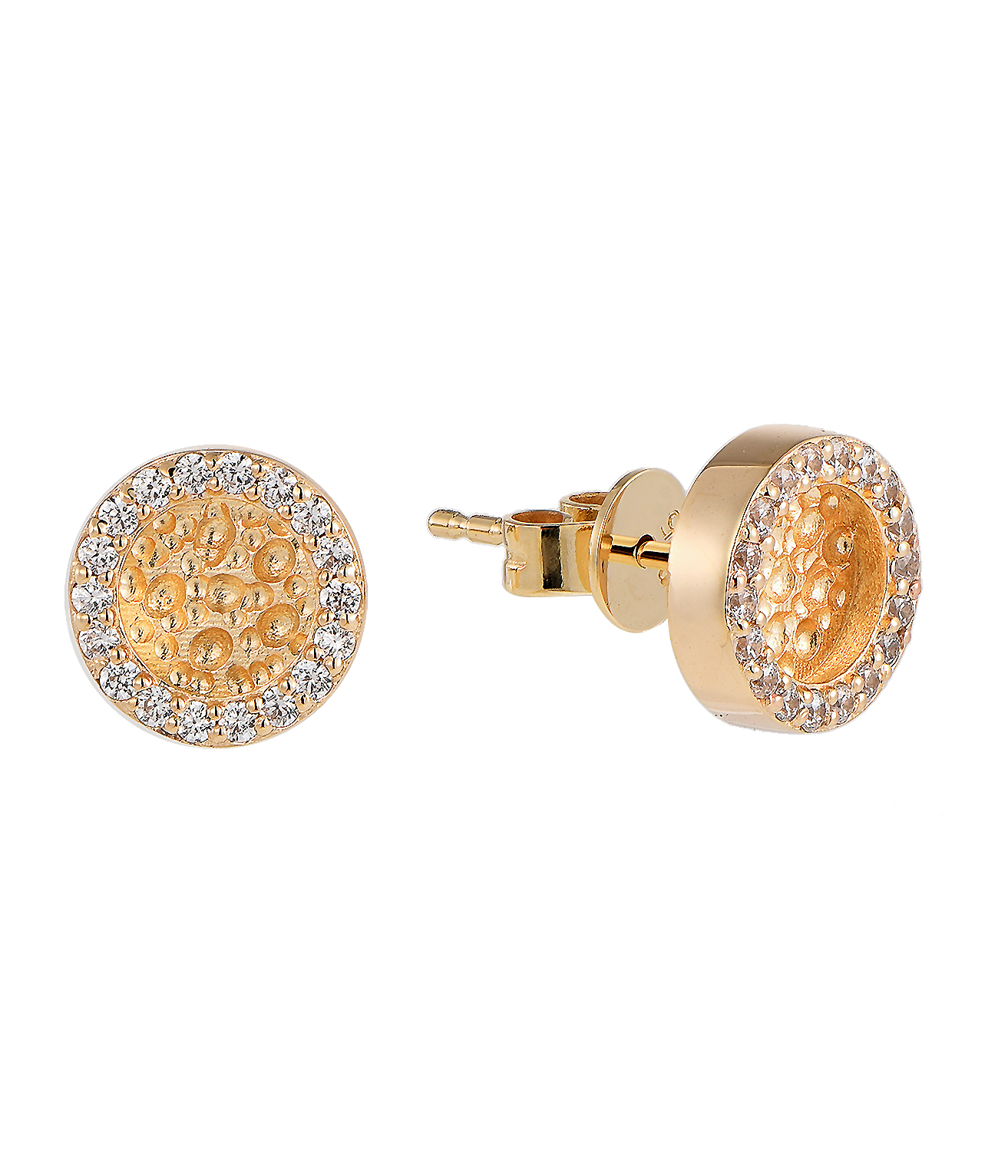 Gold White Zircon Pave Earrings