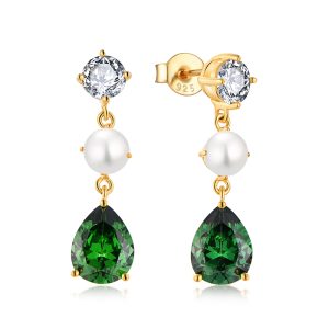 Elegant green gemstone drop earrings for wholesale