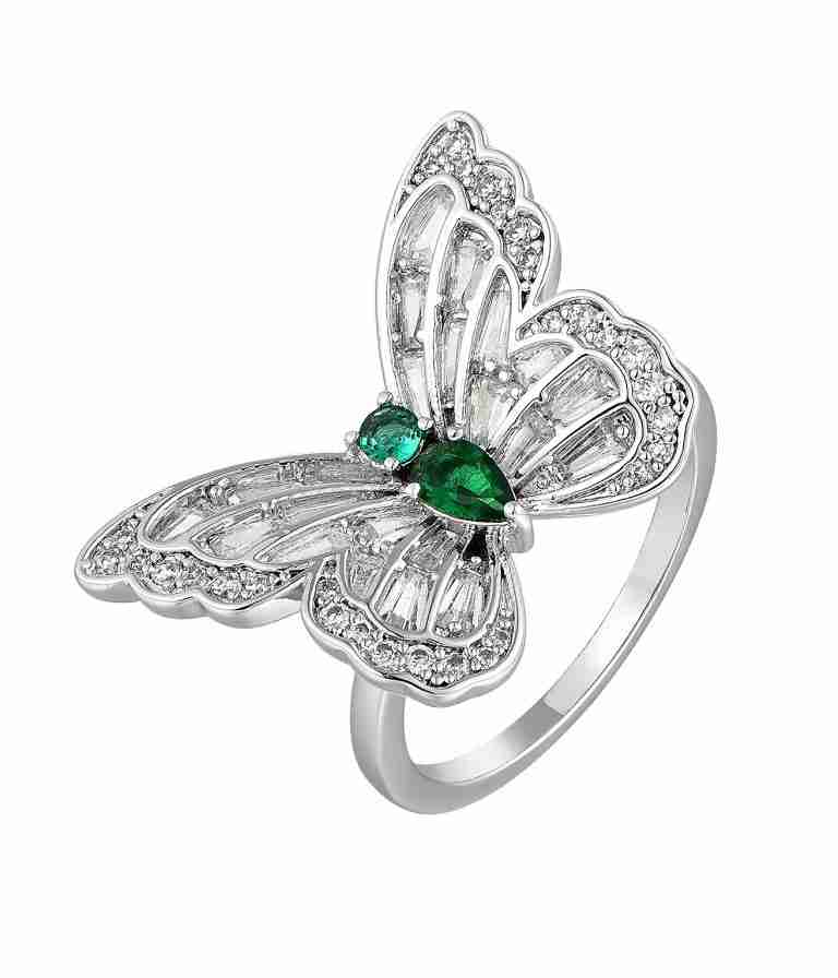 Endless Jewelry Factory Make the Butterfly Green Zircon Ring