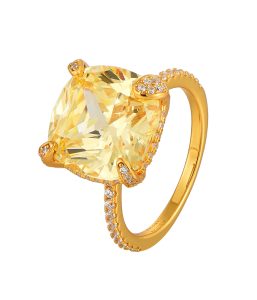 Gold-plated Yellow Moissanite Ring SR15535C