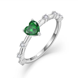 Green silver moissanite ring showing exceptional brilliance, a great alternative to diamonds