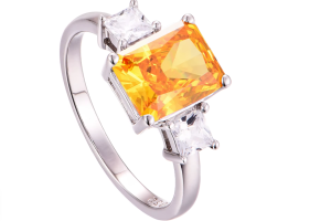 Bright yellow citrine crystal used in fine jewelry design