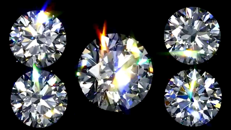 Moissanite diamond showing brilliant fire and rainbow sparkle