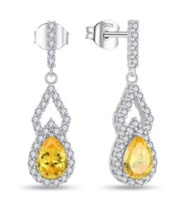 silver yellow gemstones eardrop SE20131K