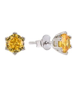 silver yellow gemstones earrings SE12990L