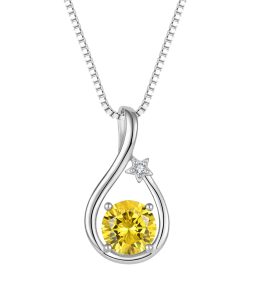silver yellow gemstones pendant SP19787K
