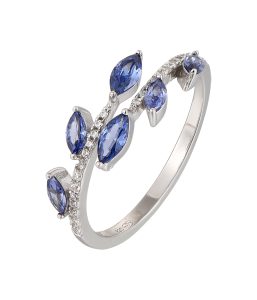Sterling silver band featuring blue gemstones in eternity style