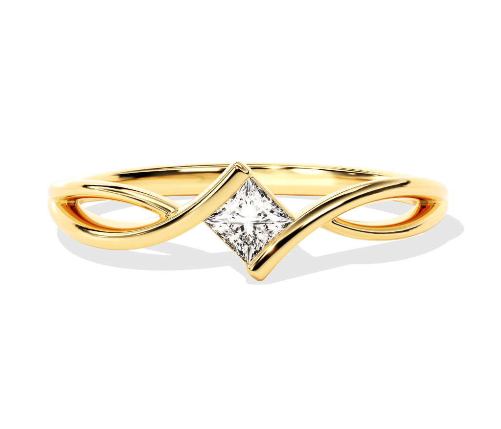 Gold plated ring with modern minimalist geometric design, ideal for layering