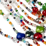 Assorted glass beads in different sizes and colors for jewelry making