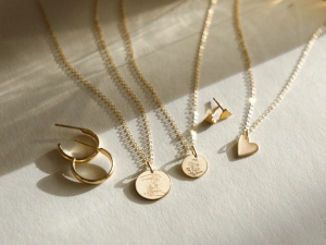Gold plated bracelet, ring, and necklace set showcasing durability and shine