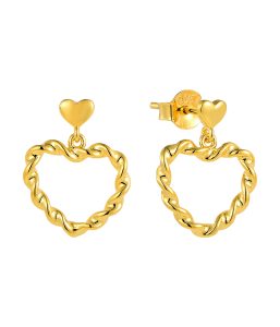 Gold heart-shaped earrings, stylish and timeless jewelry design