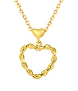 Gold heart-shaped necklace, delicate jewelry piece for everyday wear or special occasions