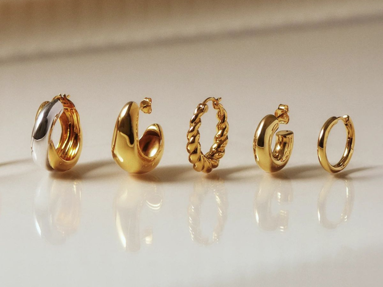 Gold vermeil jewelry collection featuring earrings