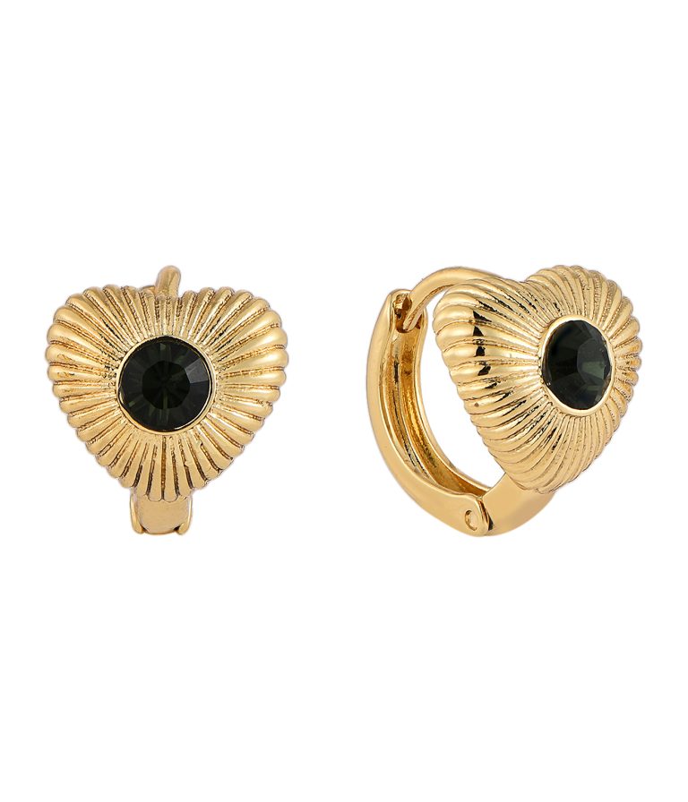 Handcrafted golden black stone drop earrings for women