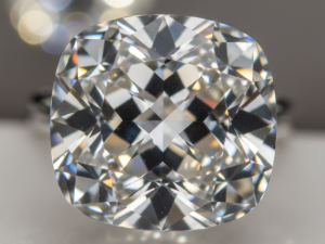Close-up of moissanite gemstone showing brilliance and fire