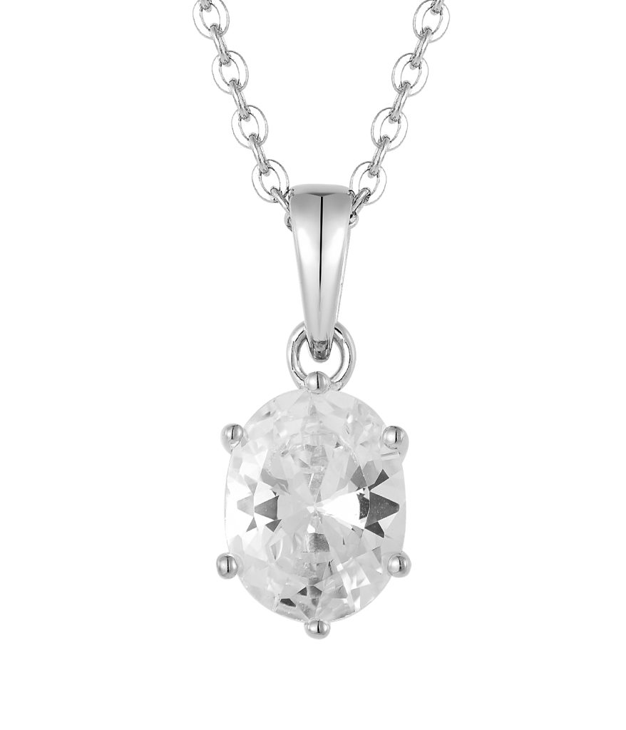 Romantic rhodium plated sterling silver diamond pendant