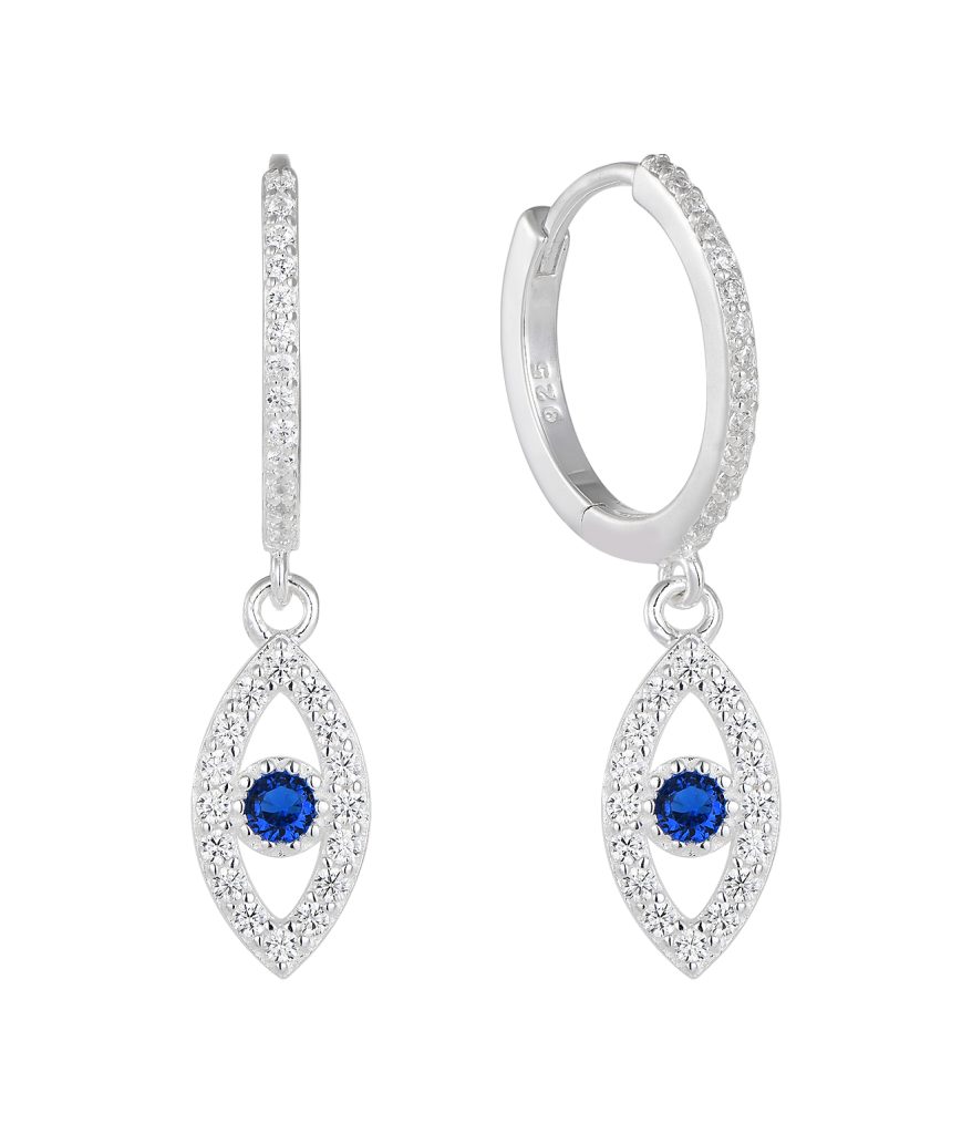 Shiny rhodium plated sterling silver hoop earrings with high polishShiny rhodium plated sterling silver hoop earrings