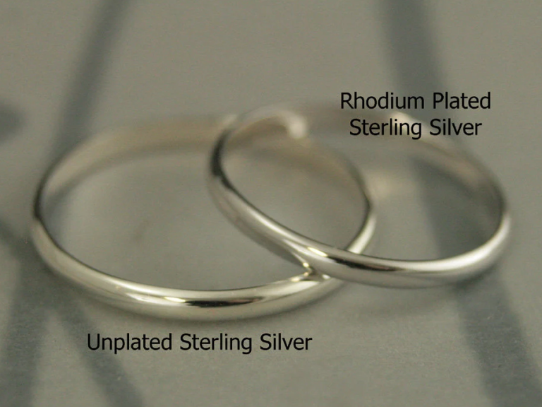 Rhodium plated sterling silver ring compared with classic sterling silver ring