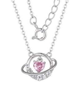 Sterling Silver jewelry pink stone necklace wholesales NC15909A