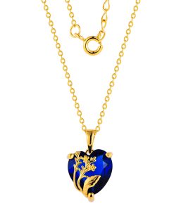Blue birthstone gold necklace wholesales for v neck dress sp09187t