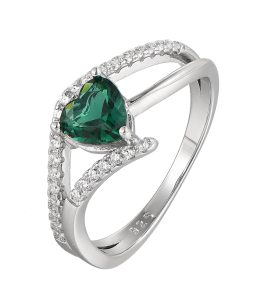 Green gemstone silver ring SR18404A
