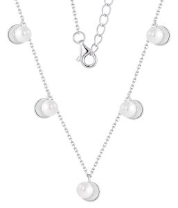 Pearl silver necklace wholesales for v neck dress nc03766c