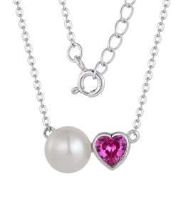 Pearl stone silver necklace wholesales for v neck dress nc15231e