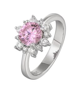 Pink gemstone silver ring SR06089X