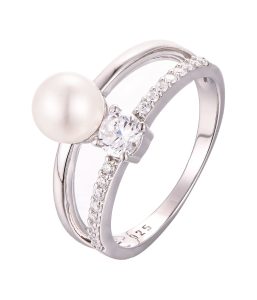 Wholesales custom jewelry made silver pearl diamond rings sr09592c