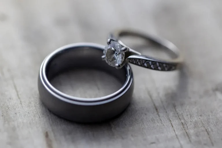 Sterling silver plated brass wedding ring with bright white silver finish