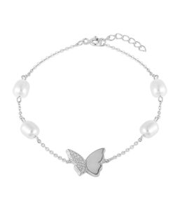 Silver Solder Jewellery pearl butterfly bracelets wholesales BR03329B