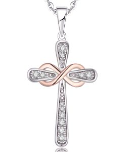 Rose Gold Cross Pendant with Stone MPW0050C