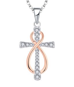 Rose Gold Cross Pendant with Stone MPW0050C