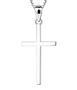 White Gold Cross Necklace SP01606A