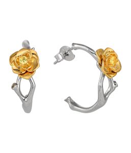 925 Silver Gold Flower earrings Wholesale Jewelry Supplier SE19976A