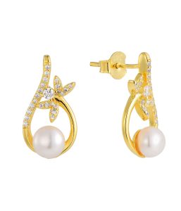 gold vermeil waterproof wholesales pearl earring SE17986A