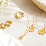 14K gold vermeil jewelry collection showing necklaces, earrings and rings for everyday wear