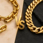 Hollow gold chain and solid gold chain side by side for durability and weight comparison